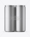 4 Matte Metallic Cans in Shrink Wrap Mockup - Front View