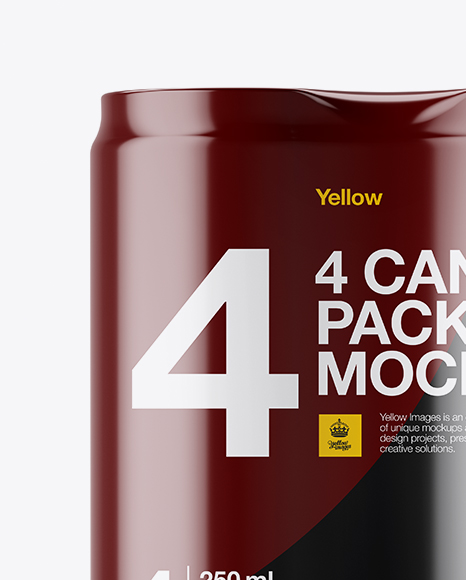 4 Matte Metallic Cans in Shrink Wrap Mockup - Front View