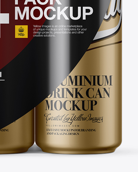 4 Matte Metallic Cans in Shrink Wrap Mockup - Front View