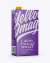 1L Carton Package Mockup - Half Side View