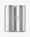 4 Metallic Cans in Shrink Wrap Mockup - Front View