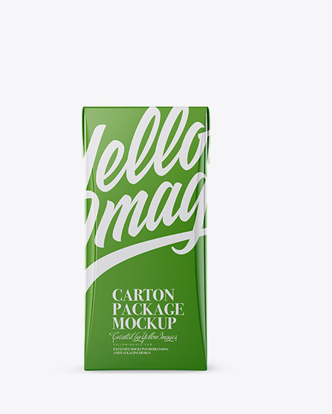 Carton Package with Straw Mockup - Front View