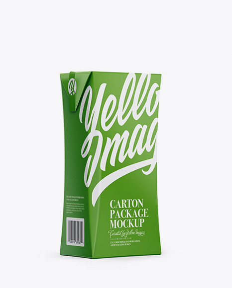 Carton Package with Straw Mockup - Half Side View