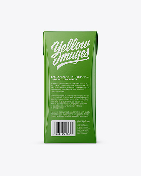 Carton Package with Straw Mockup - Back View