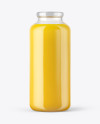 Clear Glass Bottle with Orange Juice Mockup