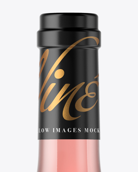 Clear Glass Pink Wine Bottle With Cork Mockup