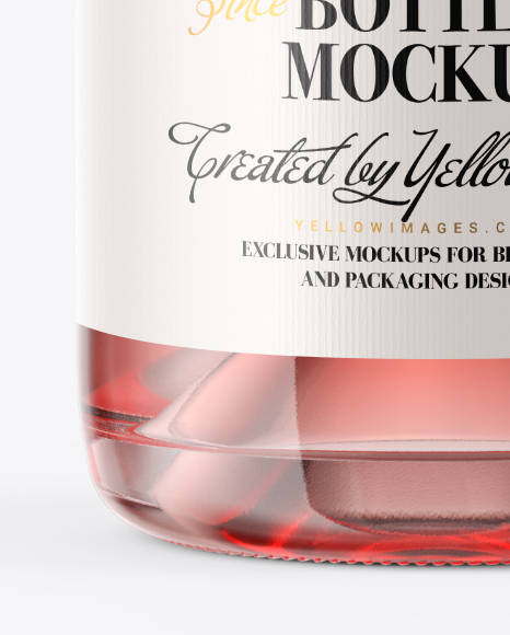 Clear Glass Pink Wine Bottle With Cork Mockup