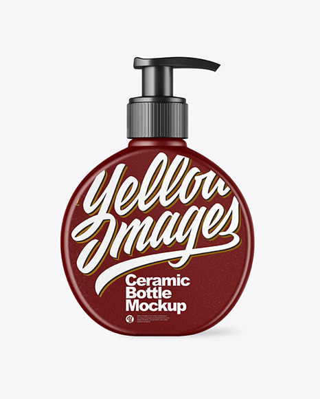 Ceramic Cosmetic Bottle w Pump Mockup - 30ml+Cosmetic+Bottle+W+Chrome+Dispenser+Pump+Mockup+In+Bottle