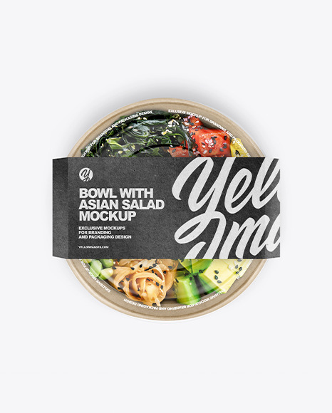 Paper Bowl With Asian Salad Mockup