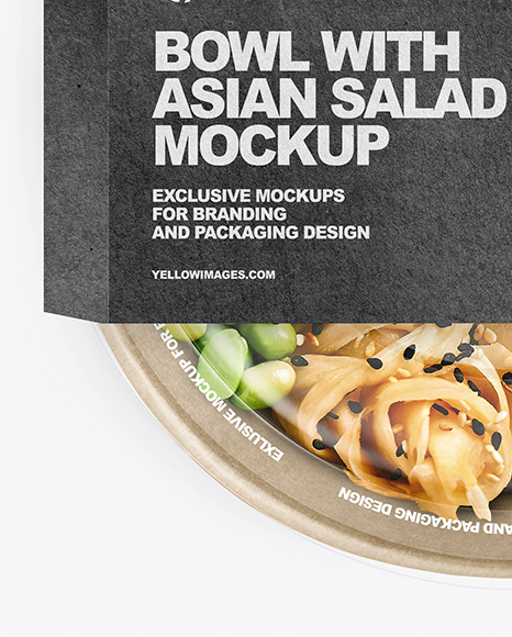 Paper Bowl With Asian Salad Mockup