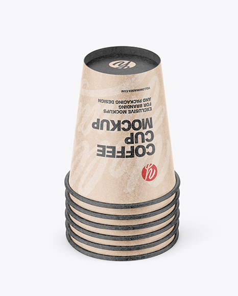 Six Kraft Paper Cup Mockup