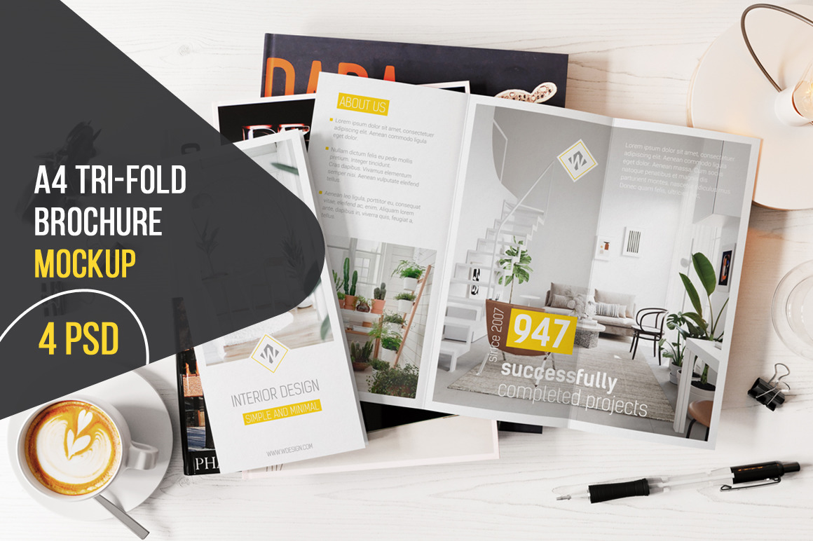 A4 Tri-fold Brochure Mockup A4 Tri-fold Brochure Mockup