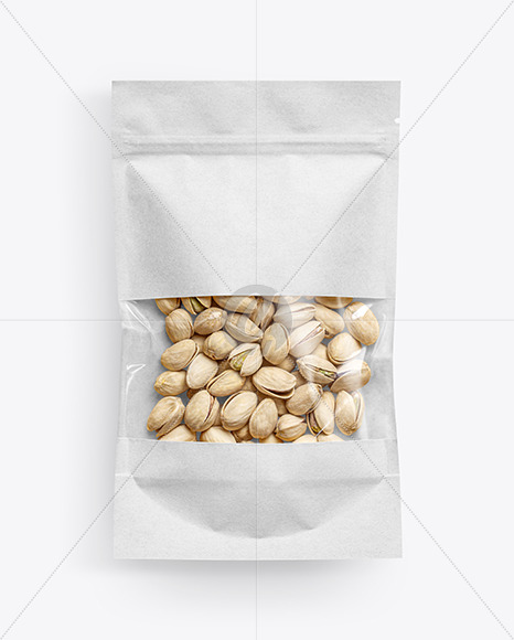 Kraft Paper Pouch with Pistachios Mockup