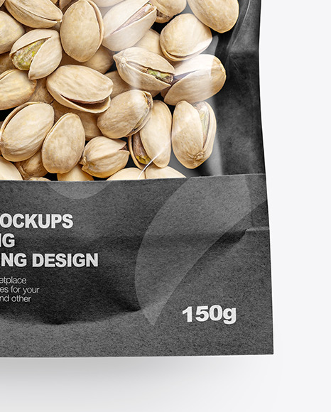 Kraft Paper Pouch with Pistachios Mockup