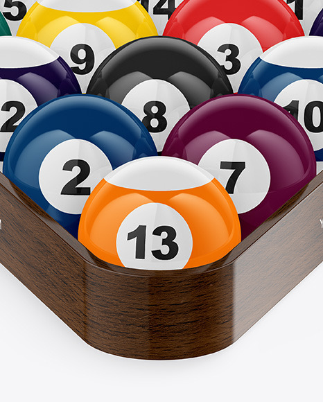 Glossy Billiard Balls w/ Wooden Triangle