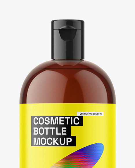 Amber Plastic Cosmetic Bottle Mockup Amber Plastic Cosmetic Bottle Mockup