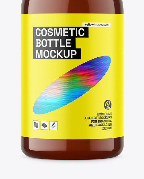 Amber Plastic Cosmetic Bottle Mockup Amber Plastic Cosmetic Bottle Mockup