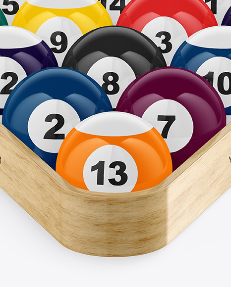 Glossy Billiard Balls w/ Wooden Triangle