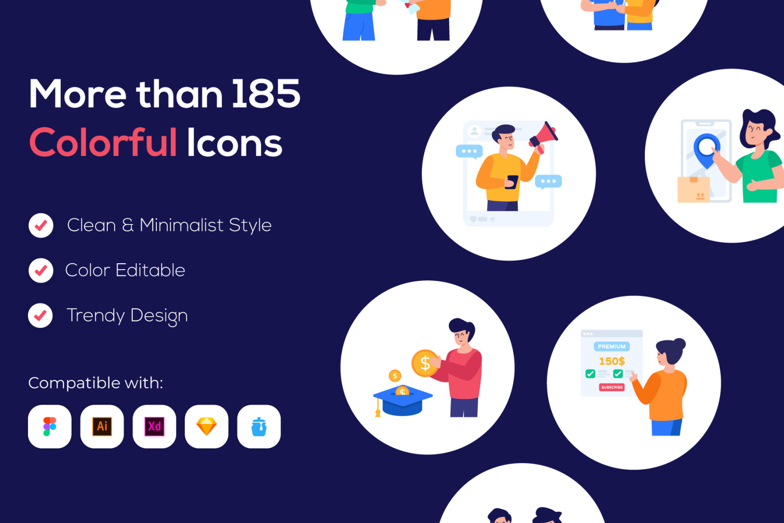 190 Flat Character-Based Icons