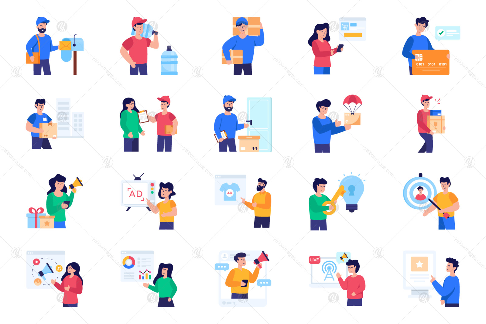 190 Flat Character-Based Icons