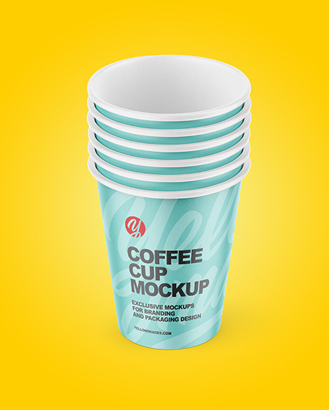 Six Paper Cups Mockup