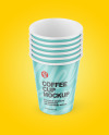 Six Paper Cups Mockup