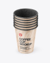 Six Kraft Paper Cups Mockup