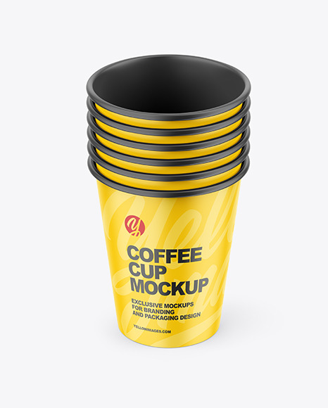 Six Matte Cups Mockup