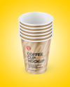 Six Matte Cups Mockup