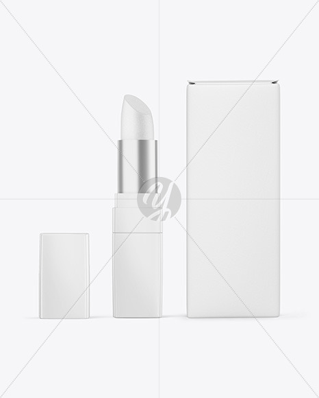 Opened Square Lipstick Tube w/ Box Mockup