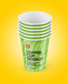 Six Glossy Cups Mockup