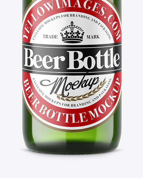 Green Beer Bottle Mockup