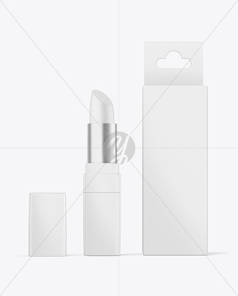 Opened Square Lipstick Tube w/ Box Mockup