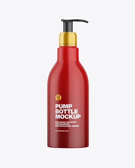 Glossy Bottle with Pump Mockup