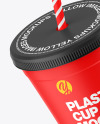 Matte Plastic Cup with Straw Mockup