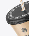 Kraft Paper Cup with Plastic Straw Mockup