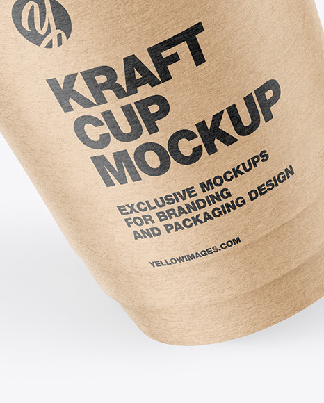 Kraft Paper Cup with Plastic Straw Mockup