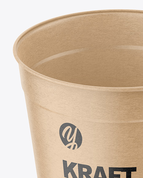 Kraft Paper Cup with Plastic Straw Mockup