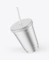 Metallized Cup with Plastic Straw Mockup