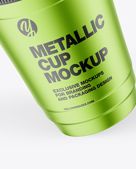 Metallized Cup with Plastic Straw Mockup