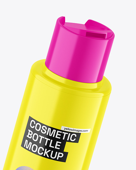 Glossy Plastic Cosmetic Bottle Mockup Glossy Plastic Cosmetic Bottle Mockup