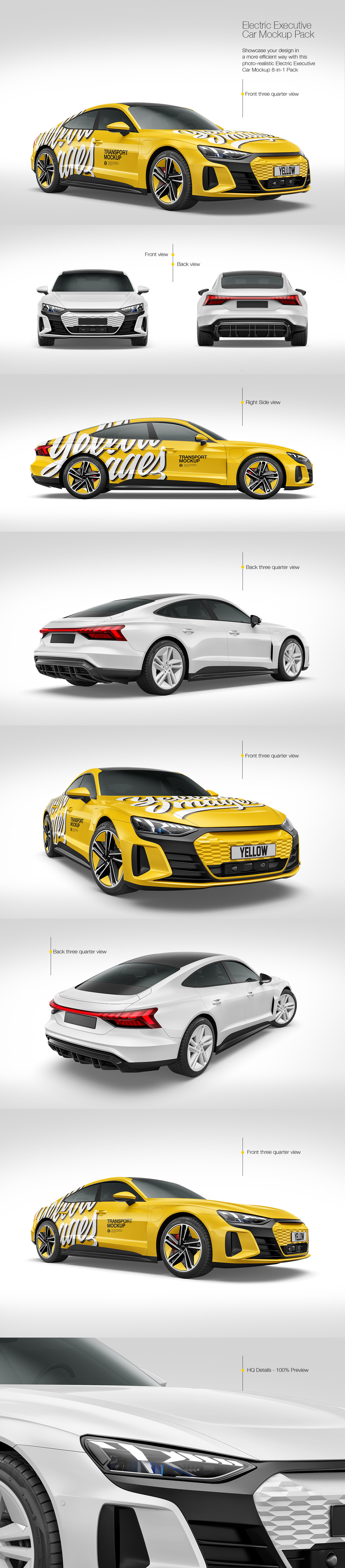 Electric Executive Car Mockup Pack Electric Executive Car Mockup Pack