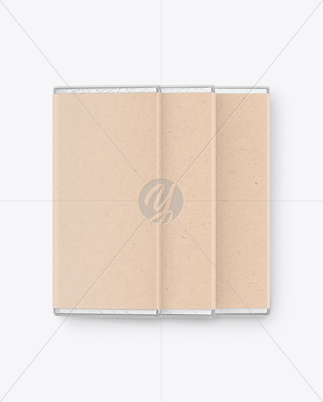 Three Chocolate Bars in Kraft Packaging Mockup