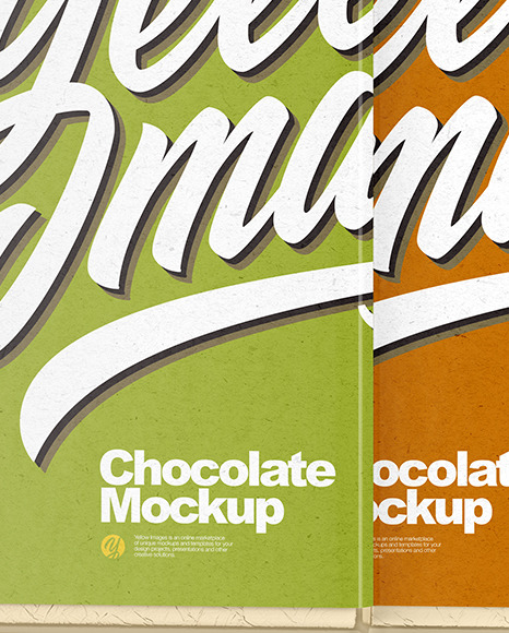 Three Chocolate Bars in Kraft Packaging Mockup