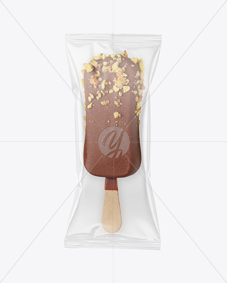 Chocolate Popsicle Ice Cream with Nuts Mockup