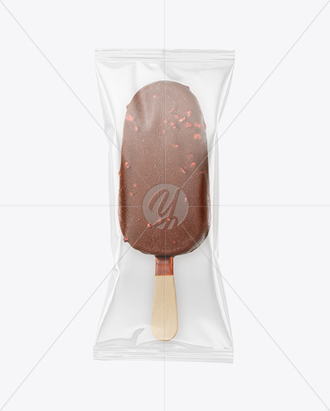 Chocolate Popsicle Ice Cream with Nuts Mockup