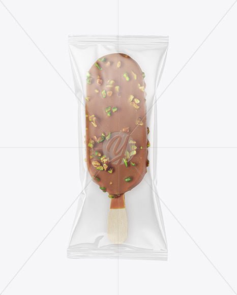 Chocolate Popsicle Ice Cream with Pistachio Nuts Mockup