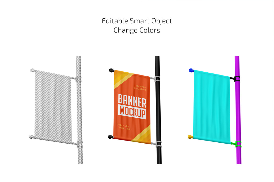 Banner on Pillar Mockup Set Banner on Pillar Mockup Set