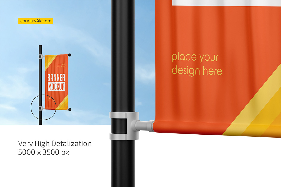 Banner on Pillar Mockup Set Banner on Pillar Mockup Set