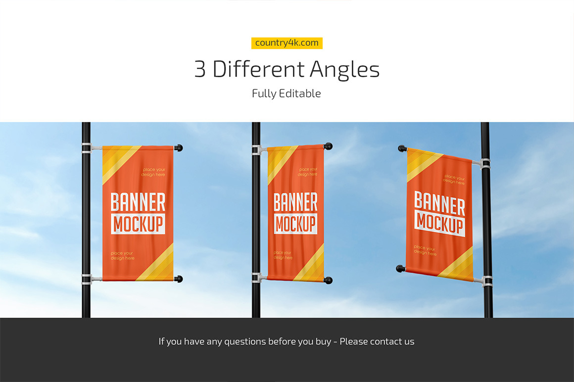 Banner on Pillar Mockup Set Banner on Pillar Mockup Set